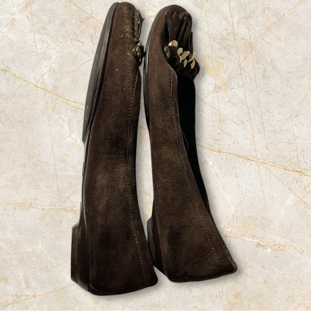 Louis Vuitton preowned Brown Fringe Almond-Toe Ballet Flats with Chain Accent - Picture 8 of 11